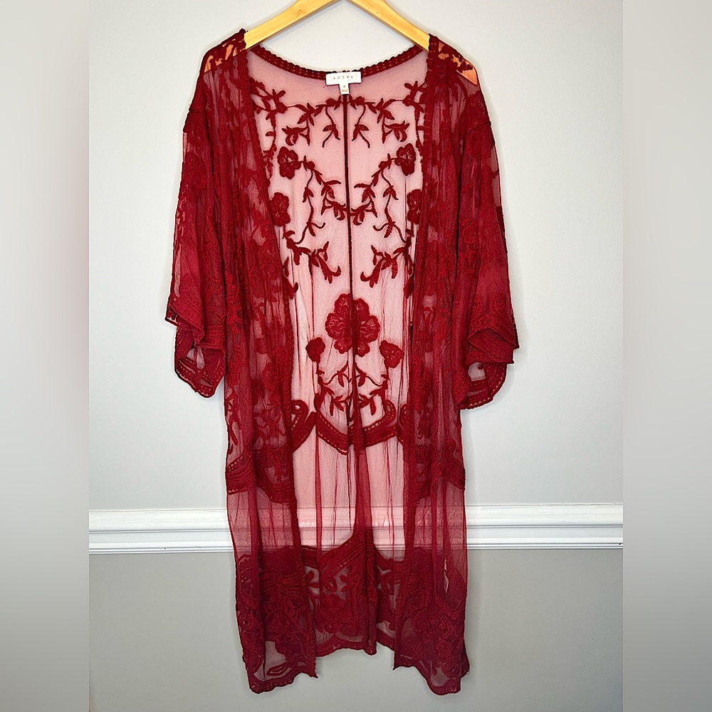 Adiva boho embroidered lace kimono